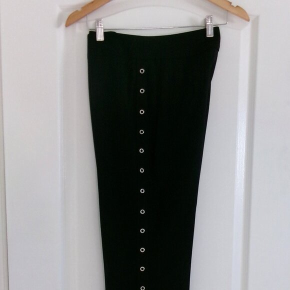 Apostrophe Black Rivet Straight Leg Pants Mid Rise 8 /6 Stretch Dress Pants - Picture 9 of 13